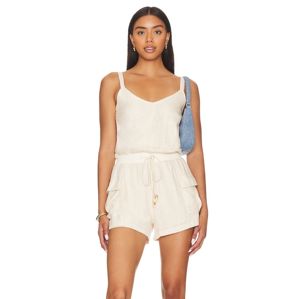 Beige Sleeveless Romper